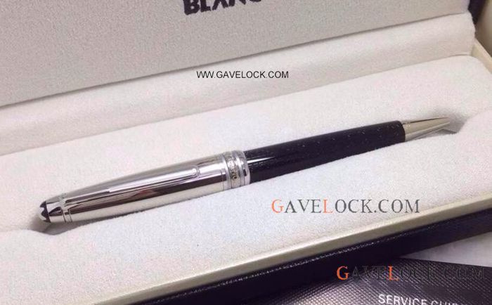 Copy Montblanc Meisterstuck Silver Ballpoint Pen - Black Barrel